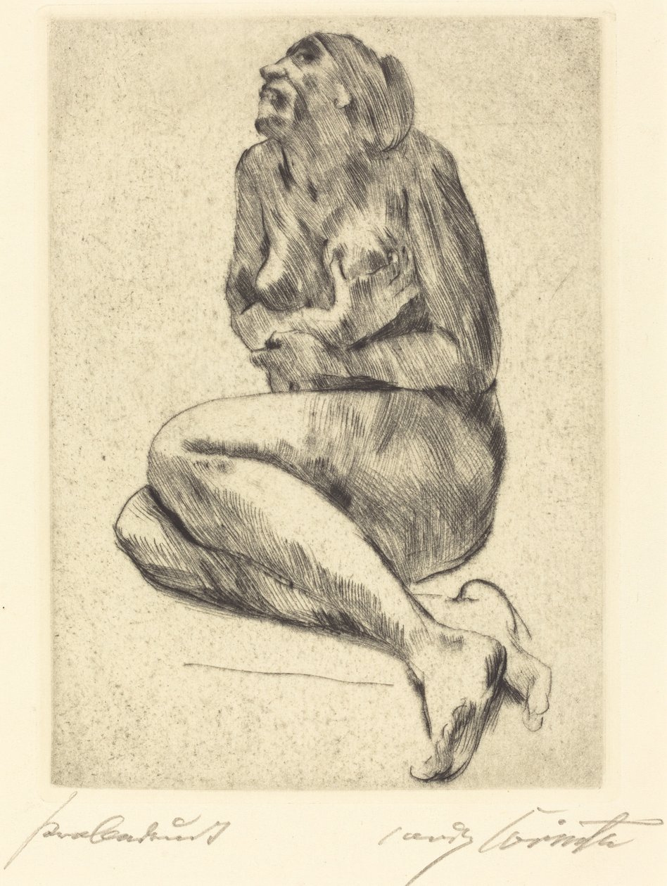 Desnudo femenino agachado de Lovis Corinth
