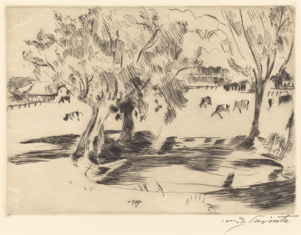 Paisaje con vacas de Lovis Corinth