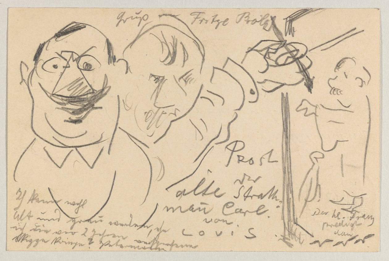 Lovis Corinth a Carl Strathmann: postal, matasellada el 10 de agosto de 1904 de Lovis Corinth