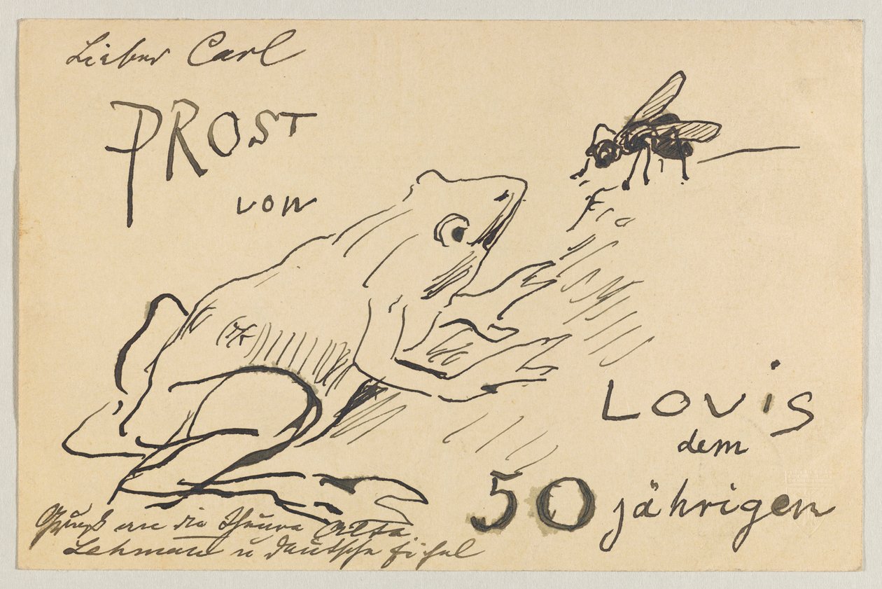 Lovis Corinth a Carl Strathmann: postal, matasellada el 12 de agosto de 1908 de Lovis Corinth