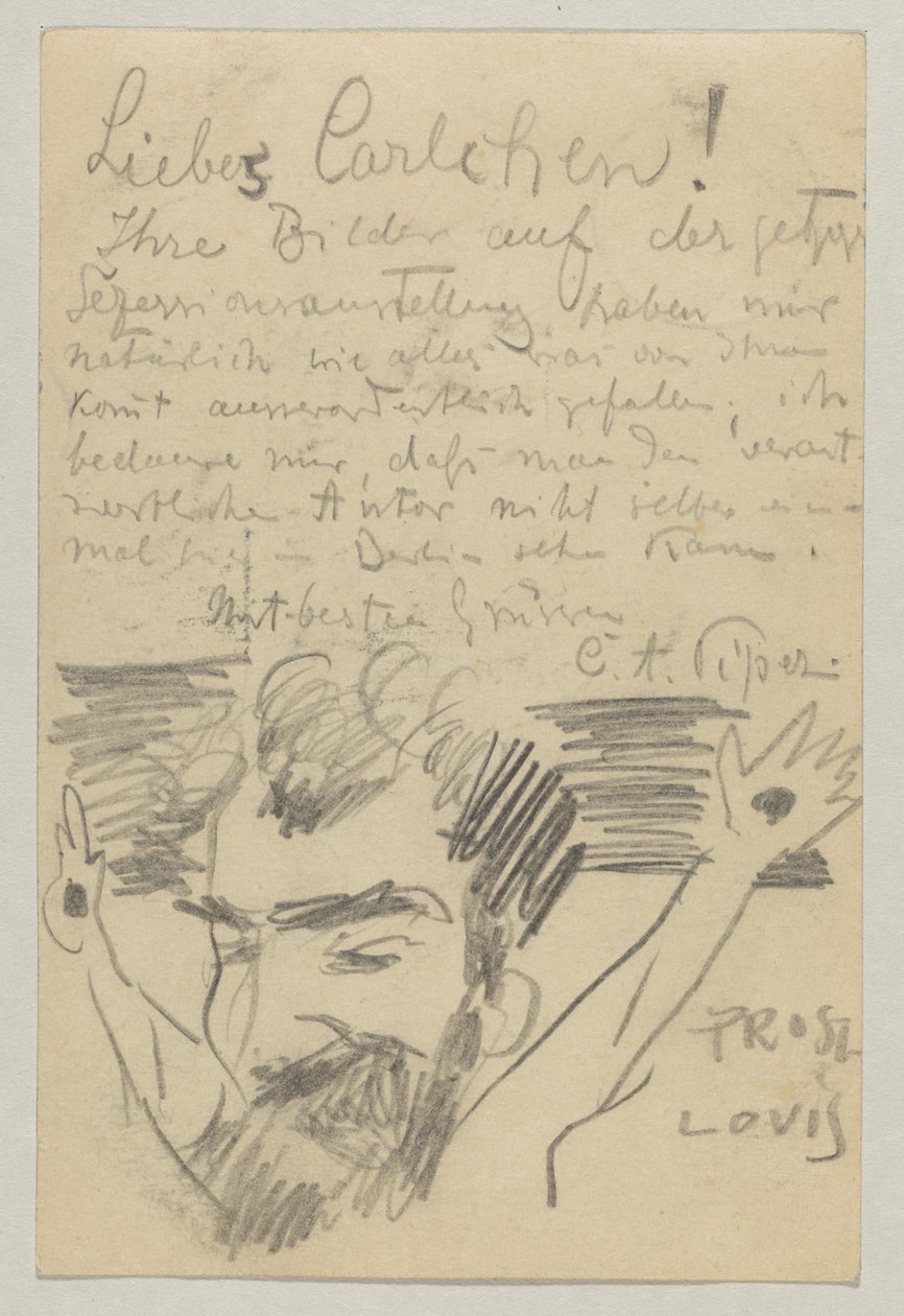 Lovis Corinth a Carl Strathmann: postal, matasellada el 16 de enero de 1903 de Lovis Corinth