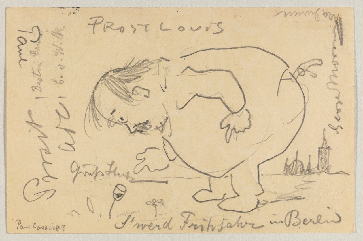 Lovis Corinth a Carl Strathmann: postal, matasellada el 1 de abril de 1908 de Lovis Corinth