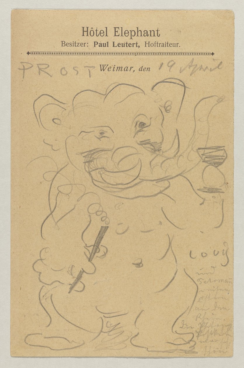 Lovis Corinth a Carl Strathmann: postal, matasellada el 20 de abril de 1905 de Lovis Corinth