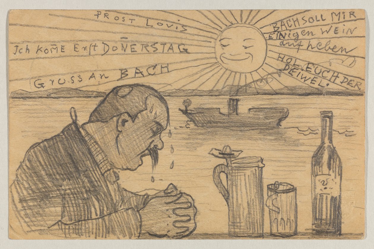 Lovis Corinth a Carl Strathmann: postal, matasellada el 22 de junio de 1898 de Lovis Corinth
