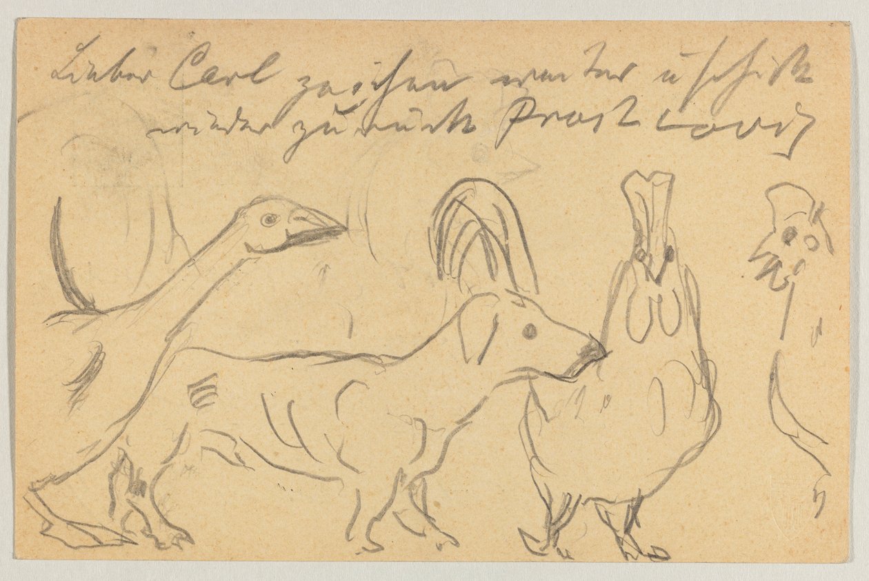 Lovis Corinth a Carl Strathmann: postal, matasellada el 26 de agosto de 1905 de Lovis Corinth