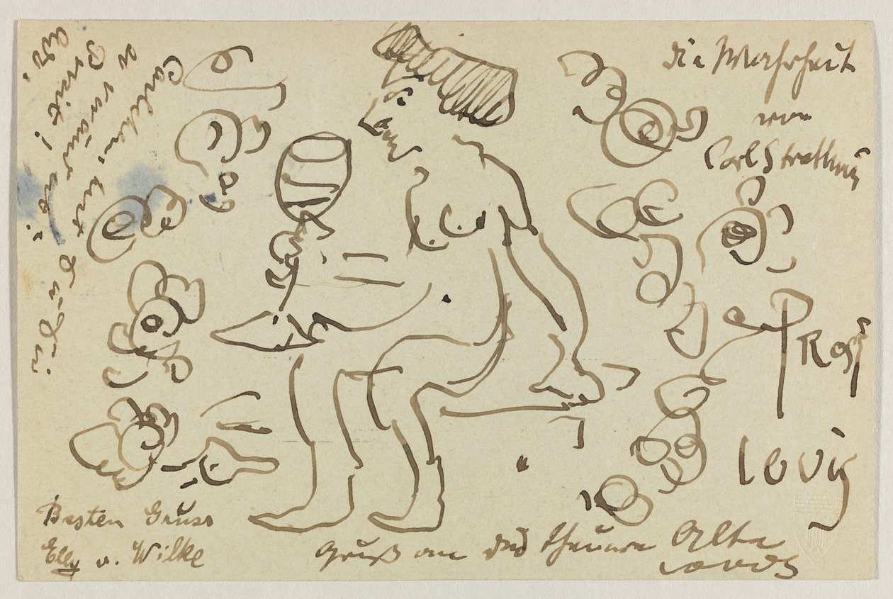 Lovis Corinth a Carl Strathmann: postal, matasellada el 8 de marzo de 1906 de Lovis Corinth