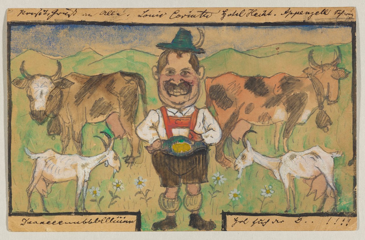 Lovis Corinth a Carl Strathmann: tarjeta postal, matasellos del 9 de mayo de 1895 (Appenzell) de Lovis Corinth
