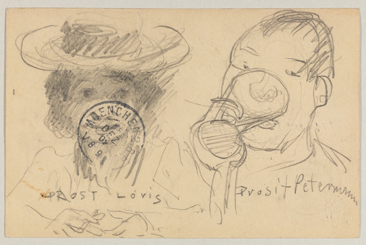 Lovis Corinth a Carl Strathmann: postal, matasellos en el frente 17 de diciembre de 1902 de Lovis Corinth