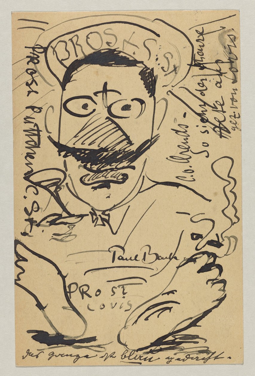 Lovis Corinth a Elly Strathmann: postal, matasellada el 23 de febrero de Lovis Corinth