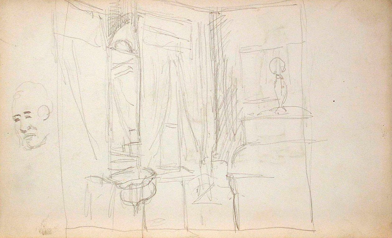 Hombre que guía a niños (recto), interior (verso) de Lovis Corinth