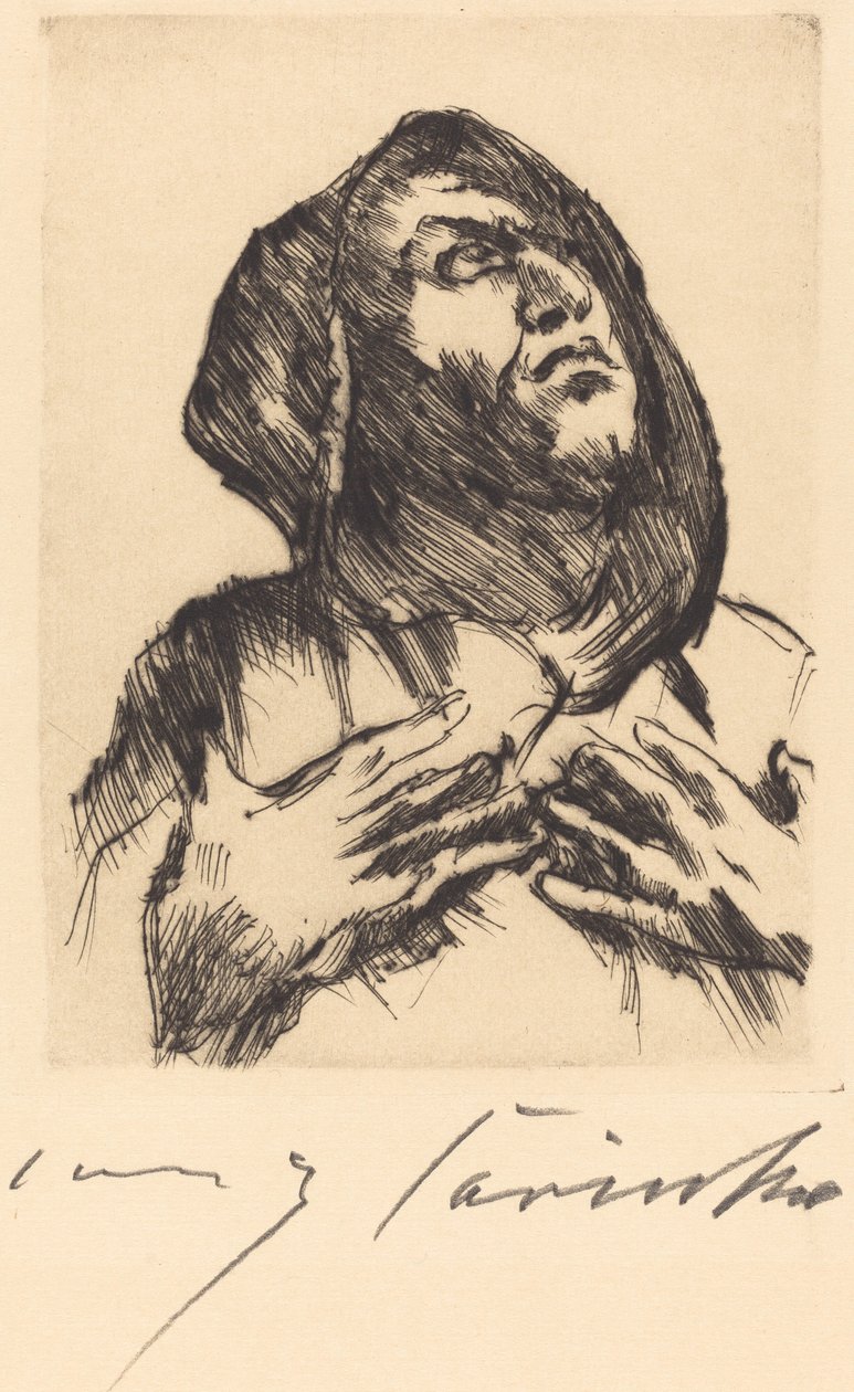 Monje mirando hacia arriba de Lovis Corinth