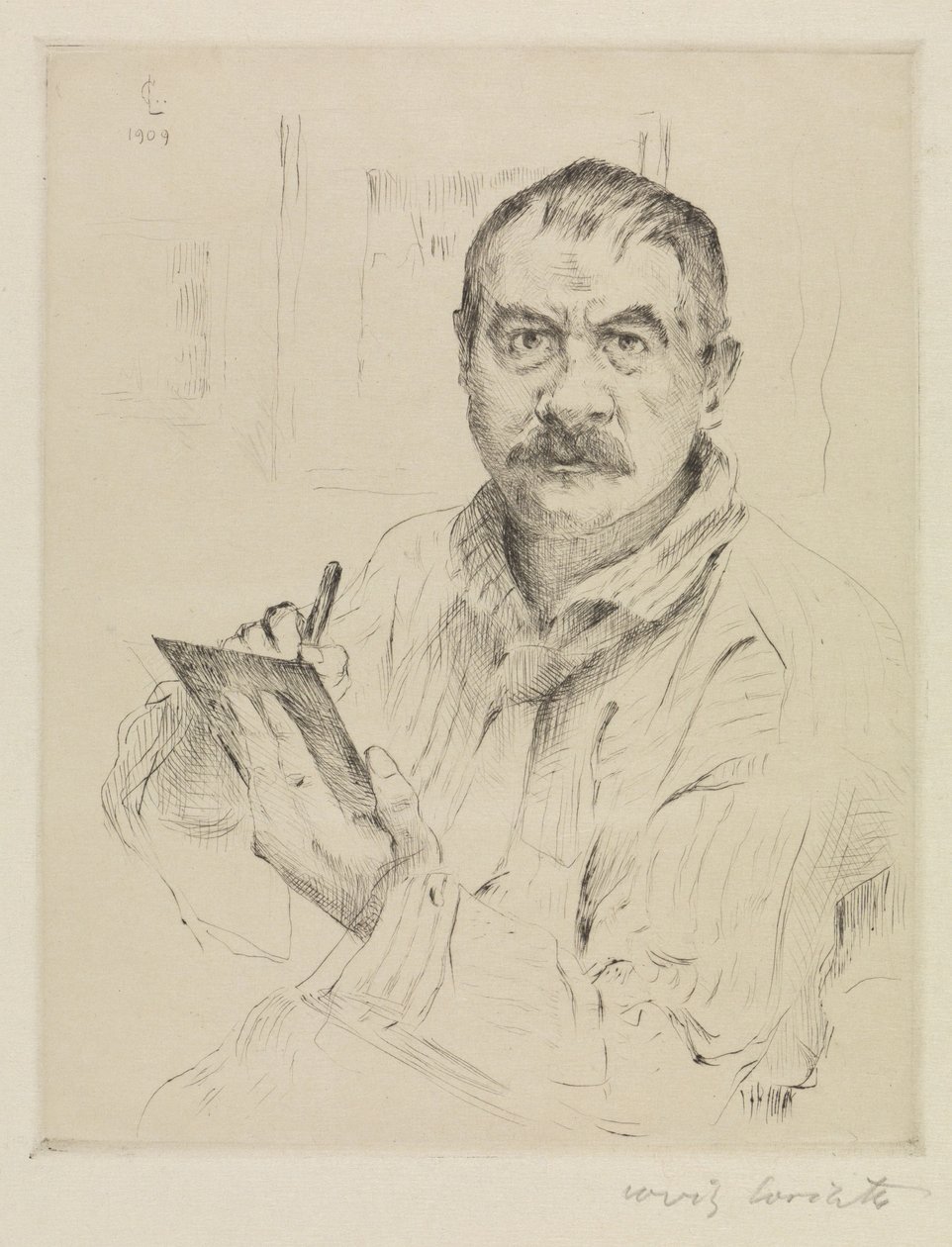 Autorretrato, aguafuerte de Lovis Corinth