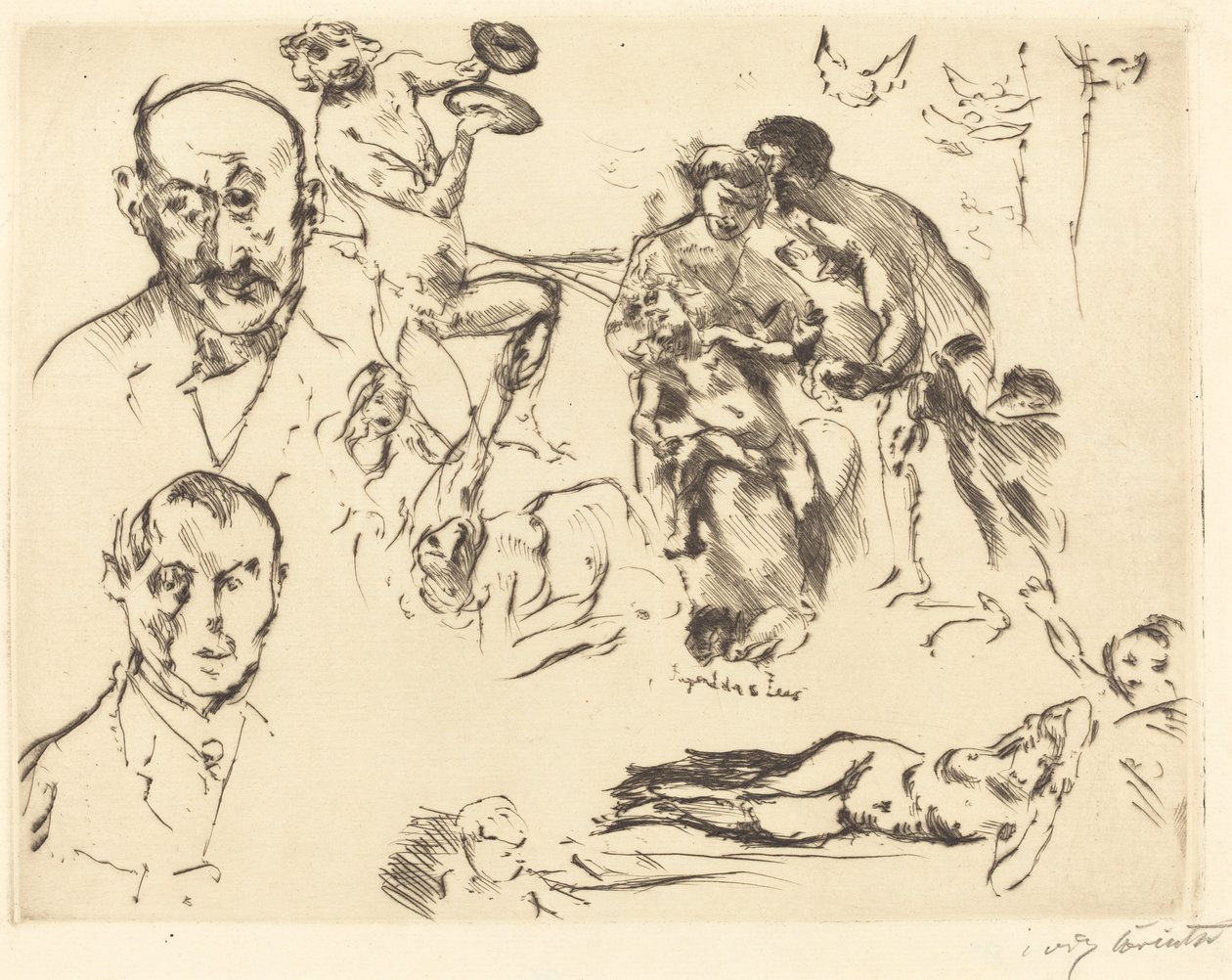 Bocetos de hombres, incluyendo a Max Liebermann, c. 1915 de Lovis Corinth