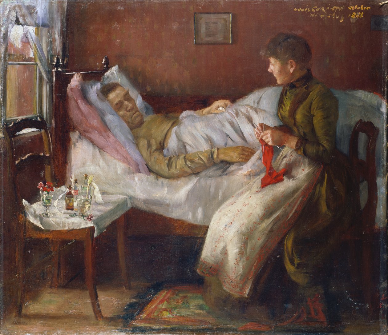 El padre del artista en su lecho de enfermo de Lovis Corinth