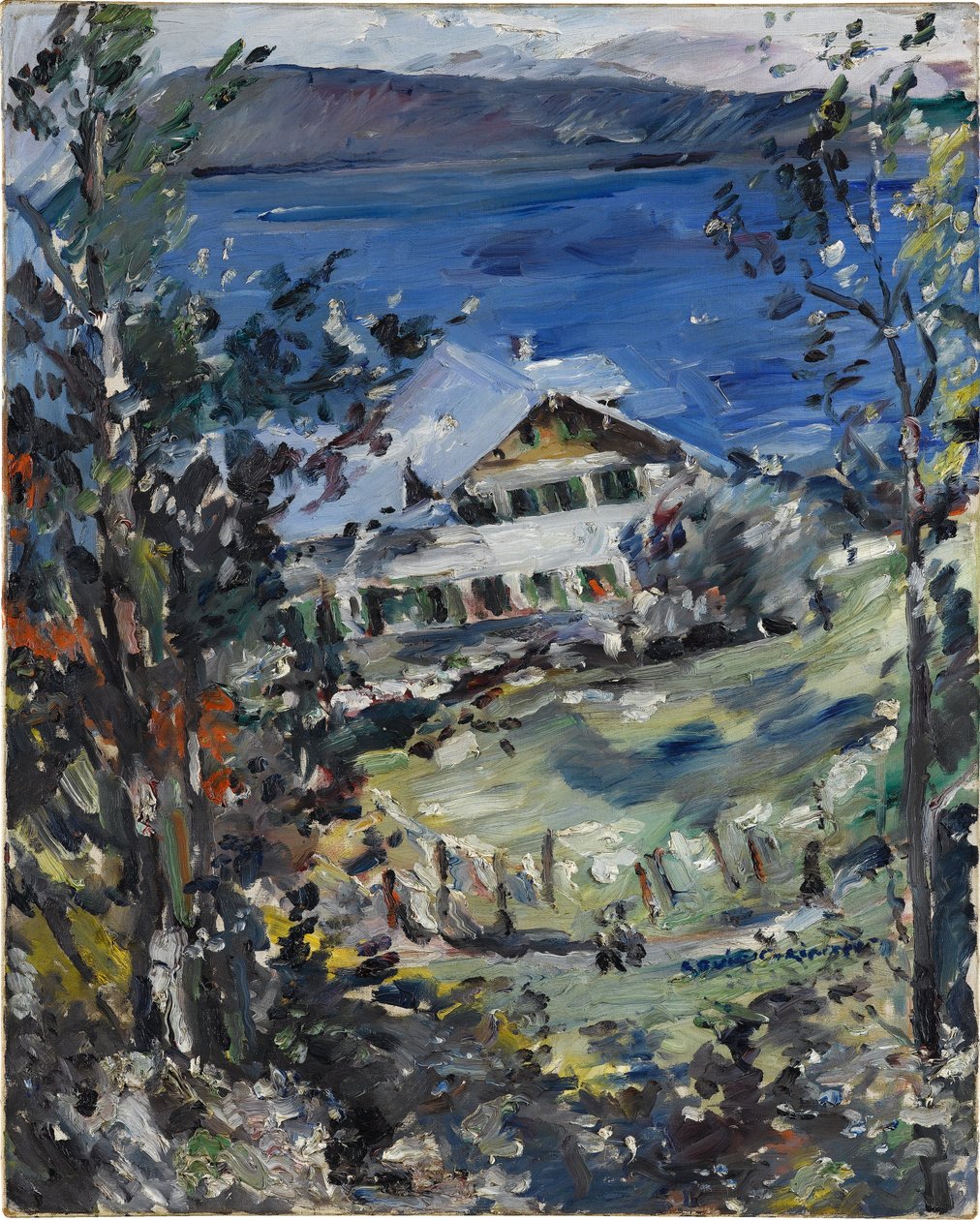 Walchensee, casa de campo con tendedero de Lovis Corinth