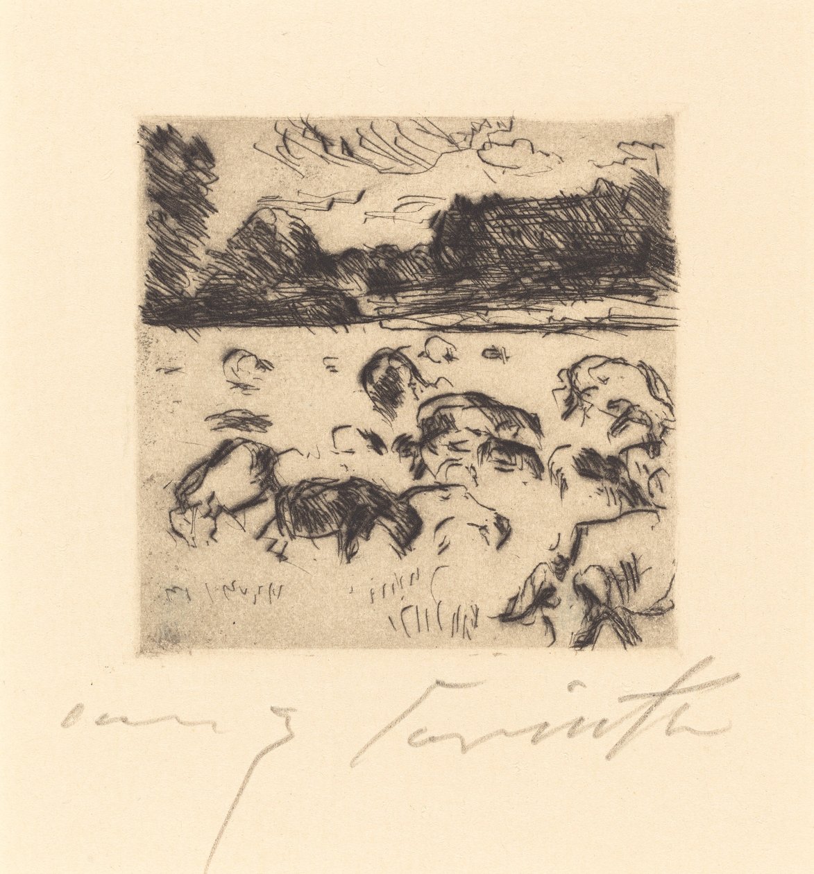 Ovejas pastando de Lovis Corinth