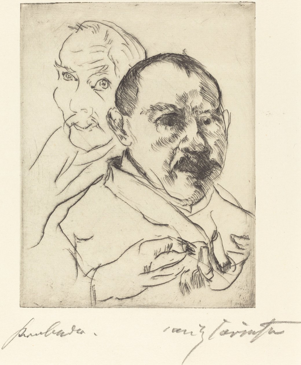 Boceto de dos cabezas masculinas, autorretratos, 1915 de Lovis Corinth