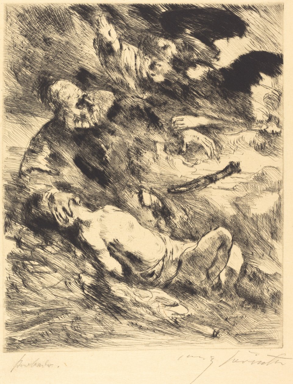 El sacrificio de Isaac de Lovis Corinth after Rembrandt van Rijn