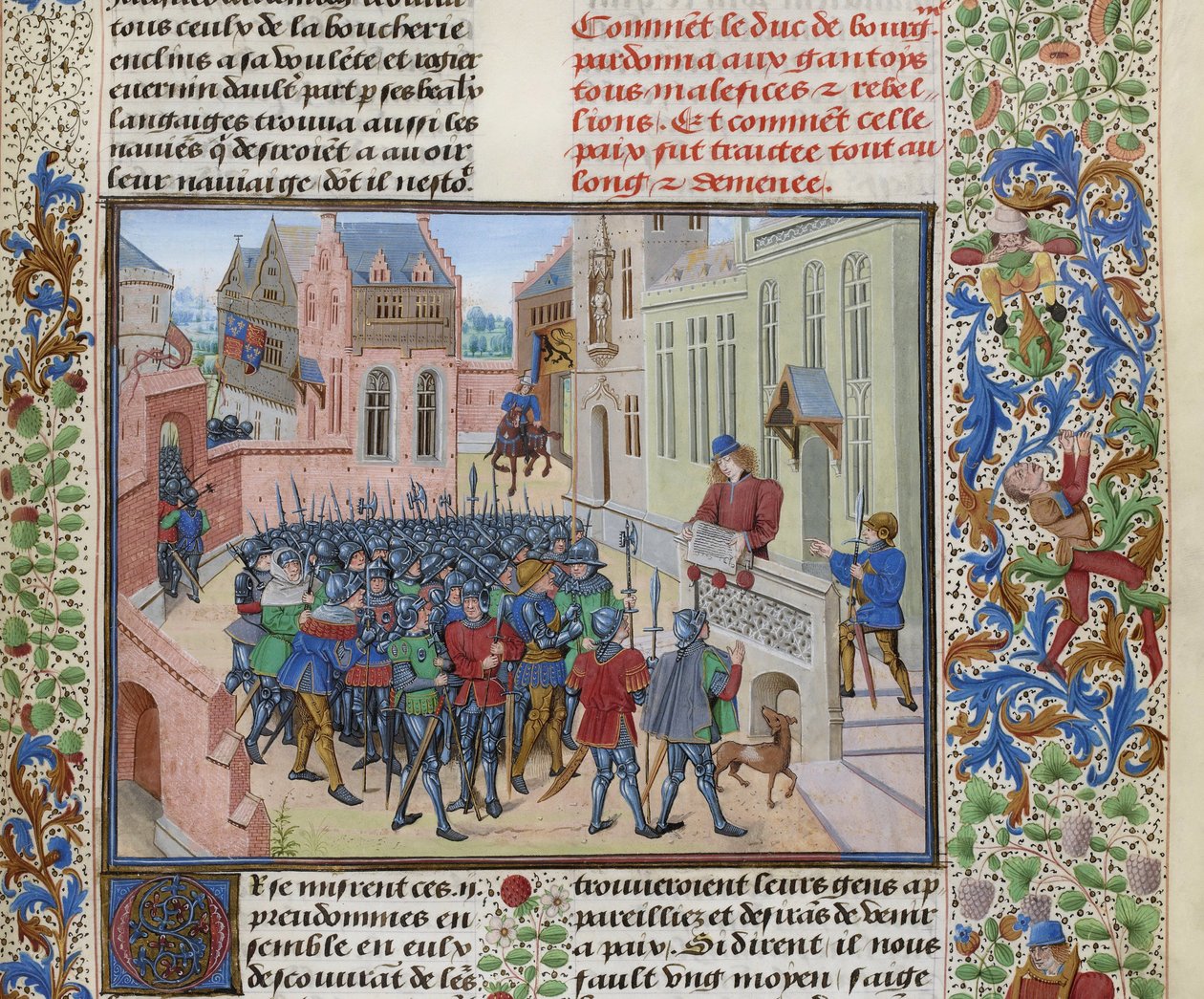 Jean de Heyle lee en Gante una carta de Felipe II el Audaz, ca 1470-1475 de Loyset Liedet