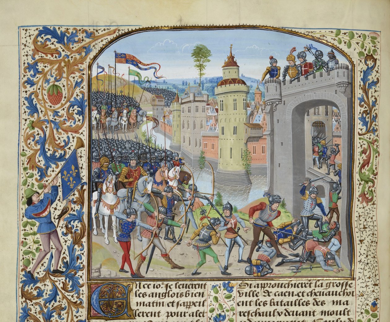 La batalla de Caen en 1346, ca. 1470-1475 de Loyset Liedet