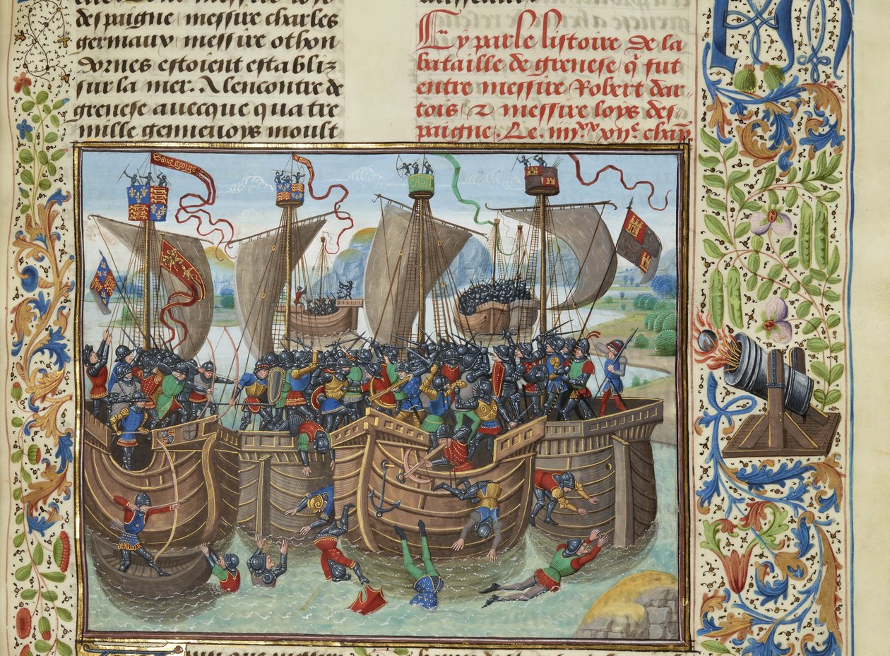 La batalla naval de Guernsey, 1342 de Loyset Liedet
