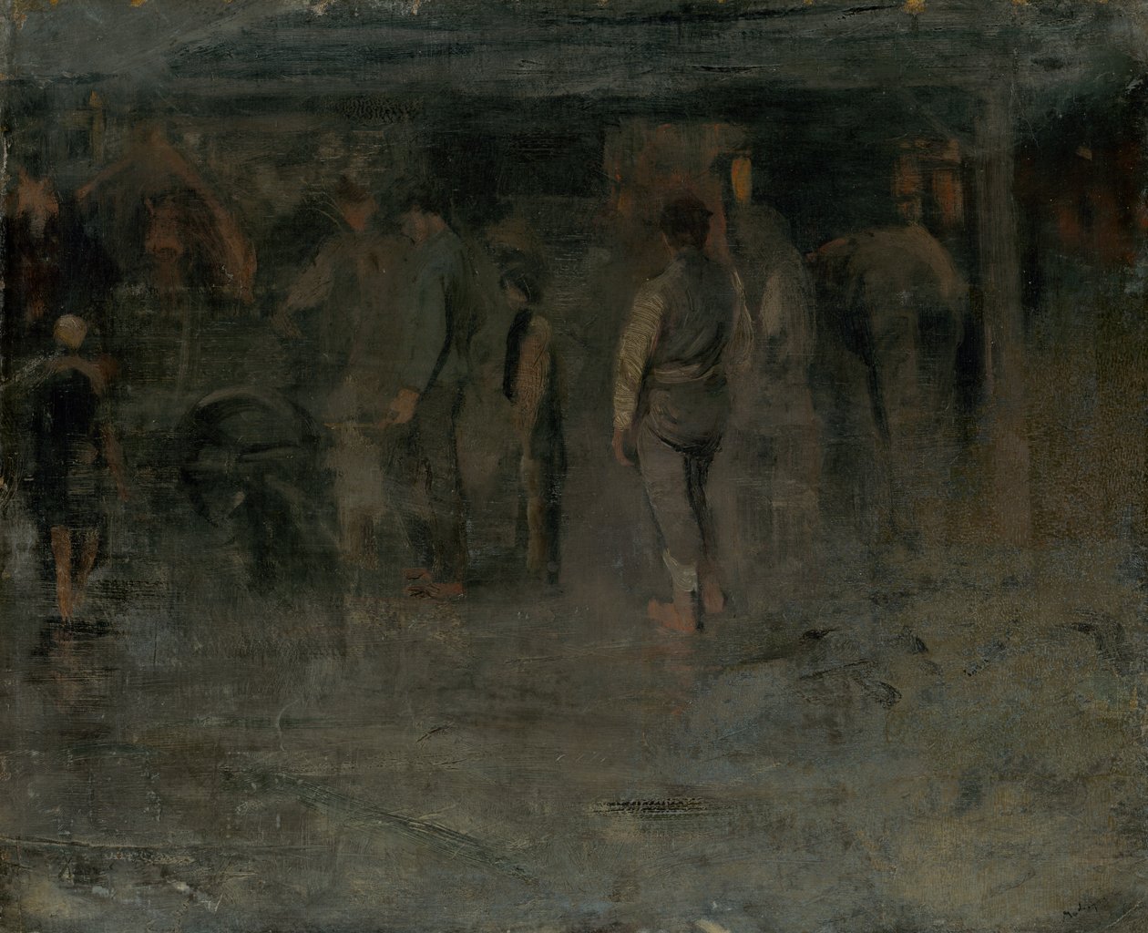Feria sombría II (boceto de un grupo de hombres) de Laszlo Mednyanszky