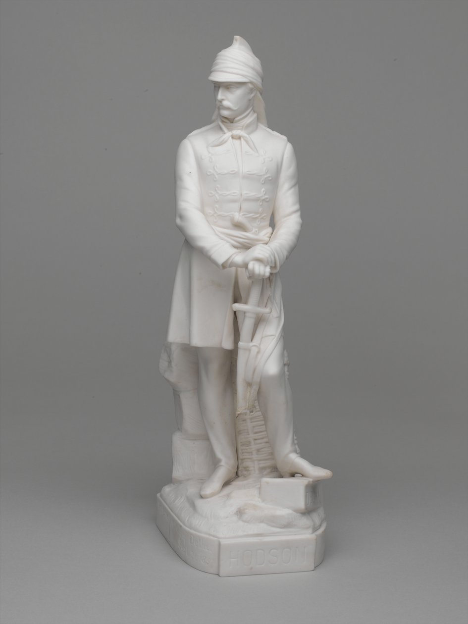 Estatuilla de loza de Paria del Teniente (luego Mayor) William Hodson de Ltd Mintons