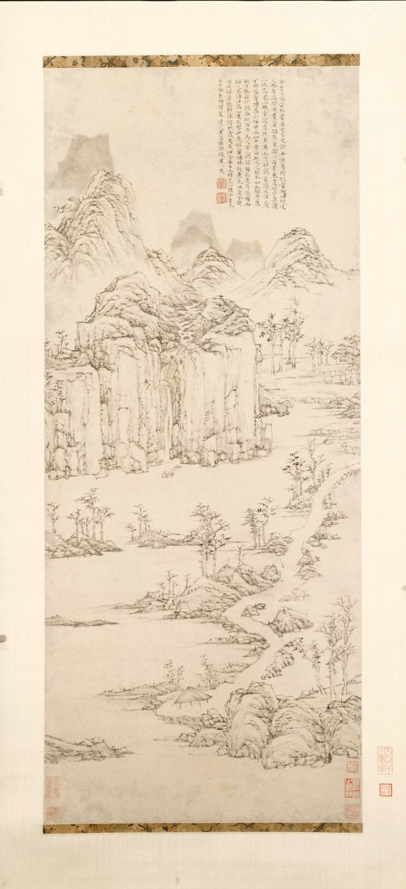 Retiro taoísta en montaña y río (Paisaje después de Ni Zan [1301–1374]) de Lu Zhi