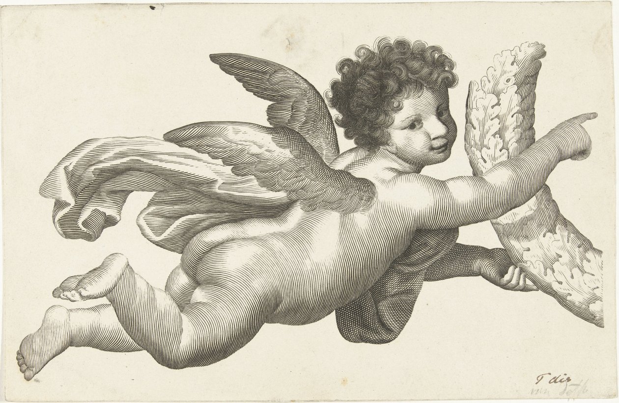 Putto flotante con corona de Lubertus Teunis van Deth