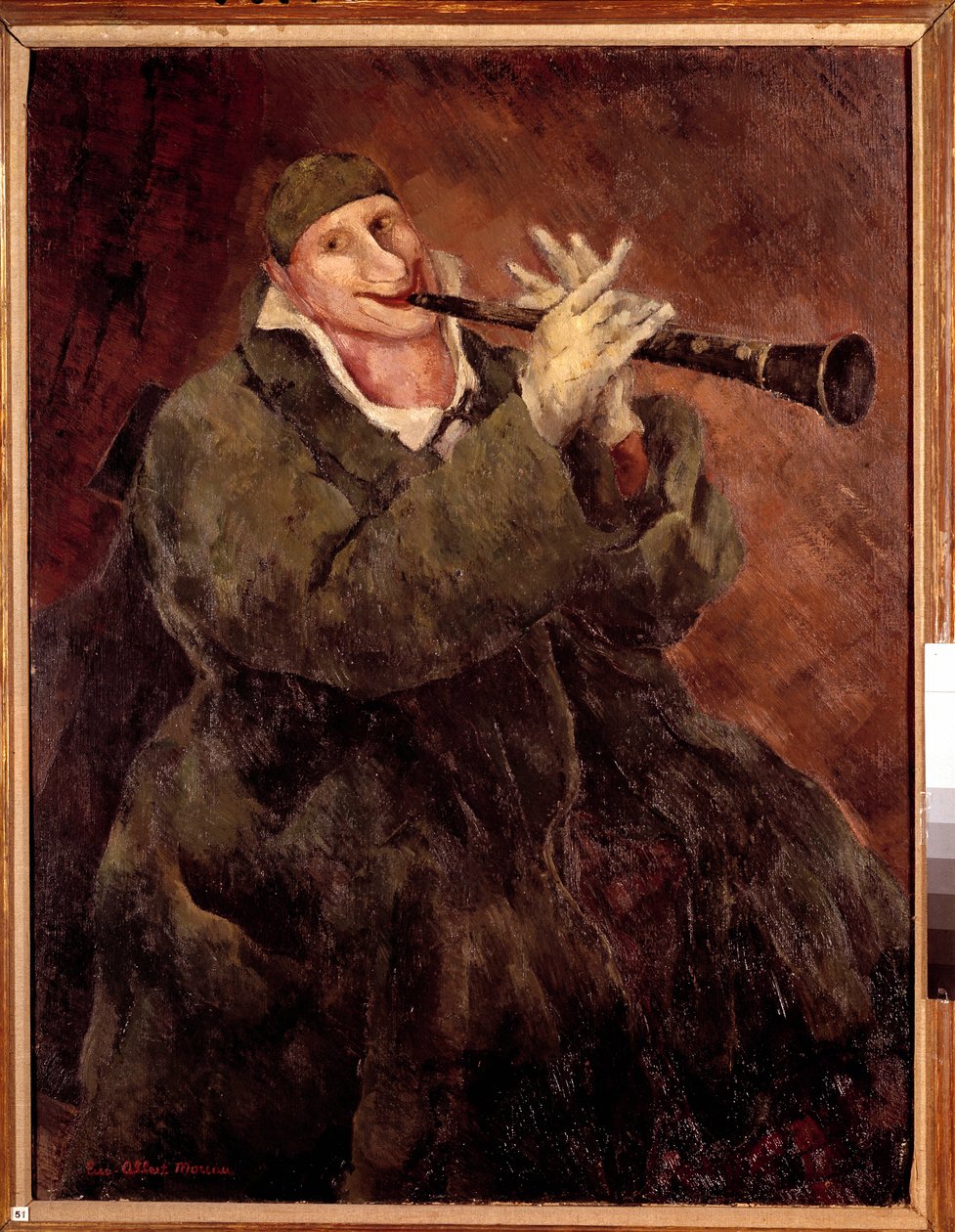 Grock tocando la trompeta El payaso Gock (1880-1959) tocando el clarinete. Pintura de Luc Albert Moreau (1882-1948) siglo XX. París. Museo Municipal de Arte Moderno de Luc Albert Moreau