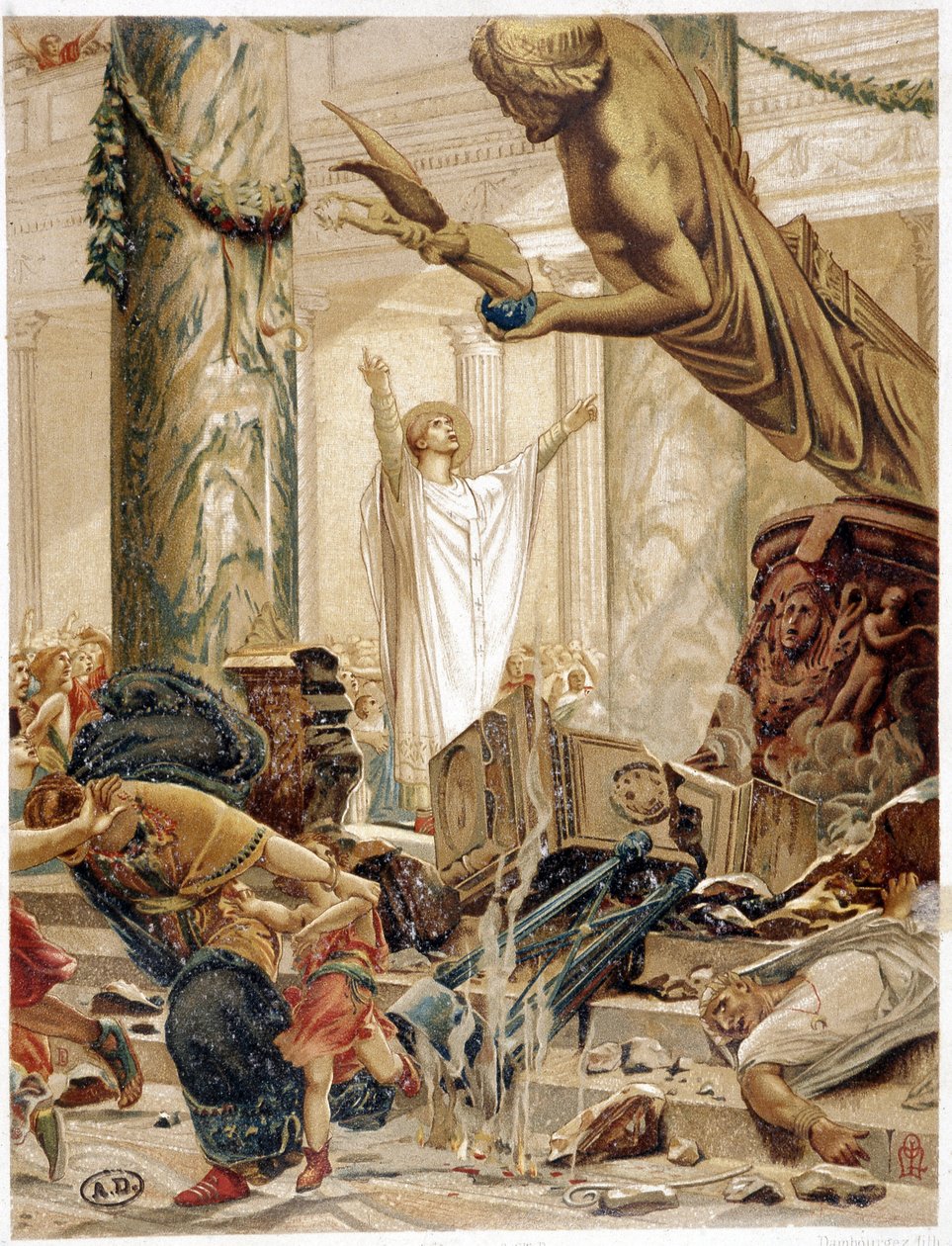 San Martín destruyendo los ídolos del paganismo, de pintura ap. por Merson de Luc Oliver Merson