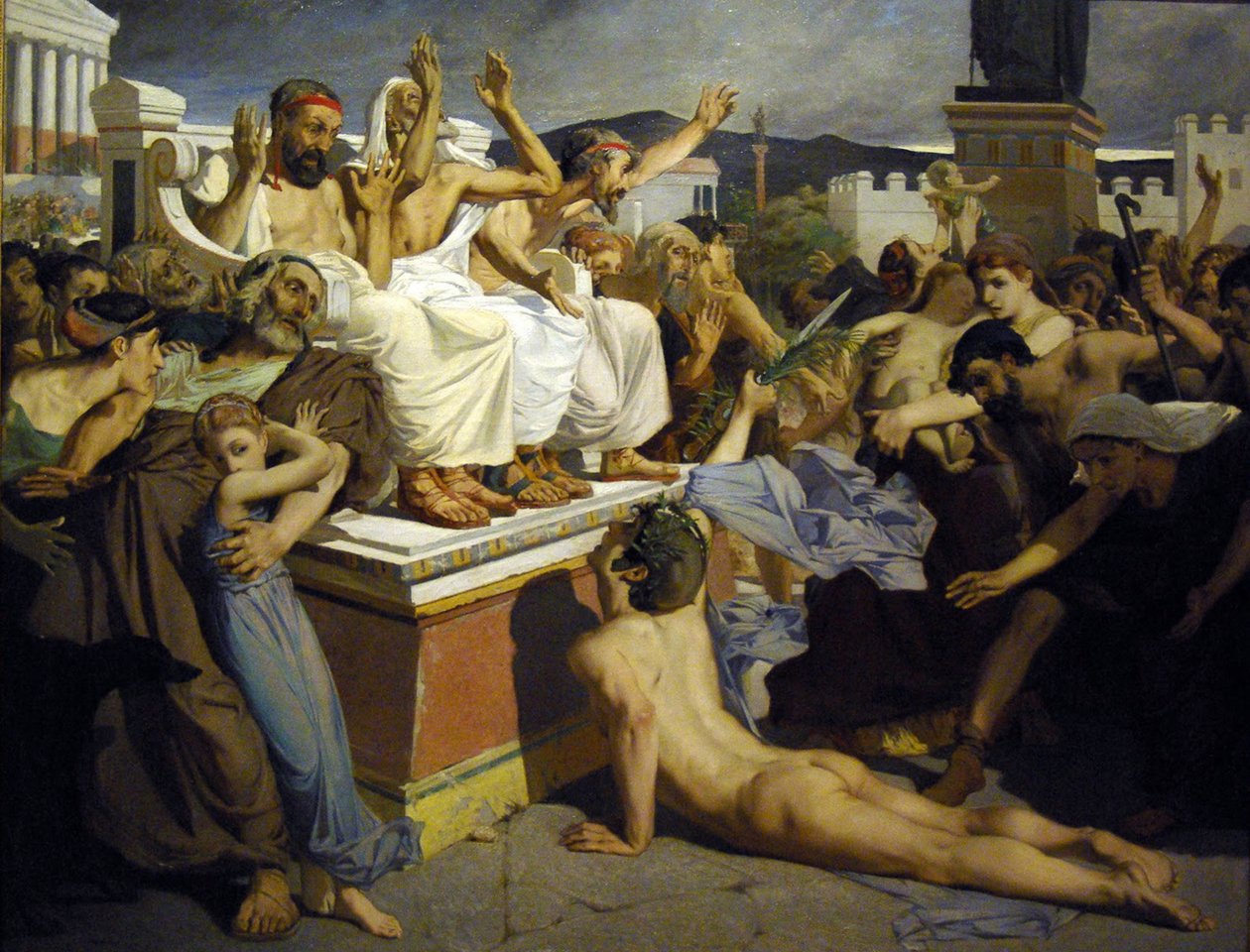 Pheidippides anunciando la victoria después de la Batalla de Maratón de Luc Olivier Merson