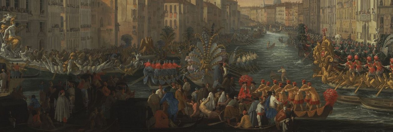 Regata en el Gran Canal en honor a Federico IV, Rey de Dinamarca (detalle) de Luca Carlevarijs