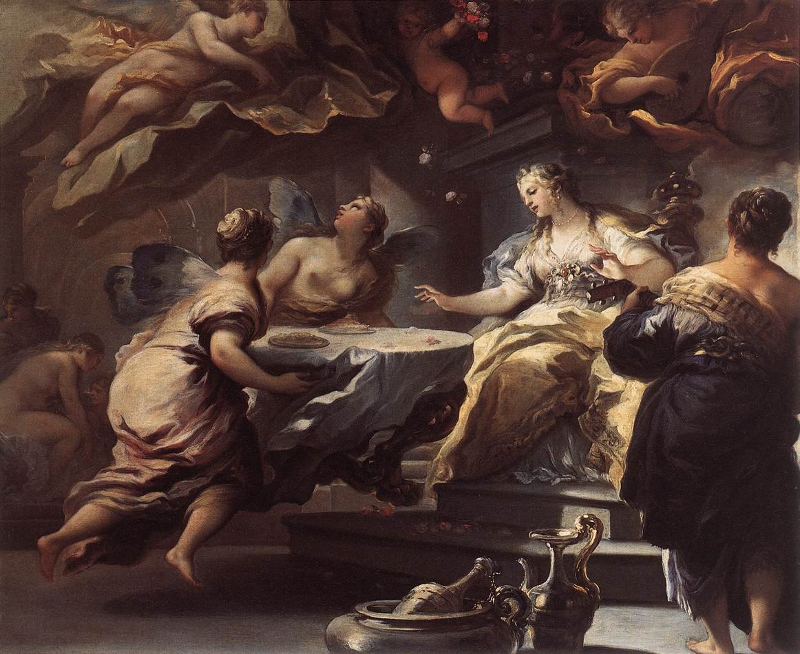 Psique servida por espíritus invisibles de Luca Giordano