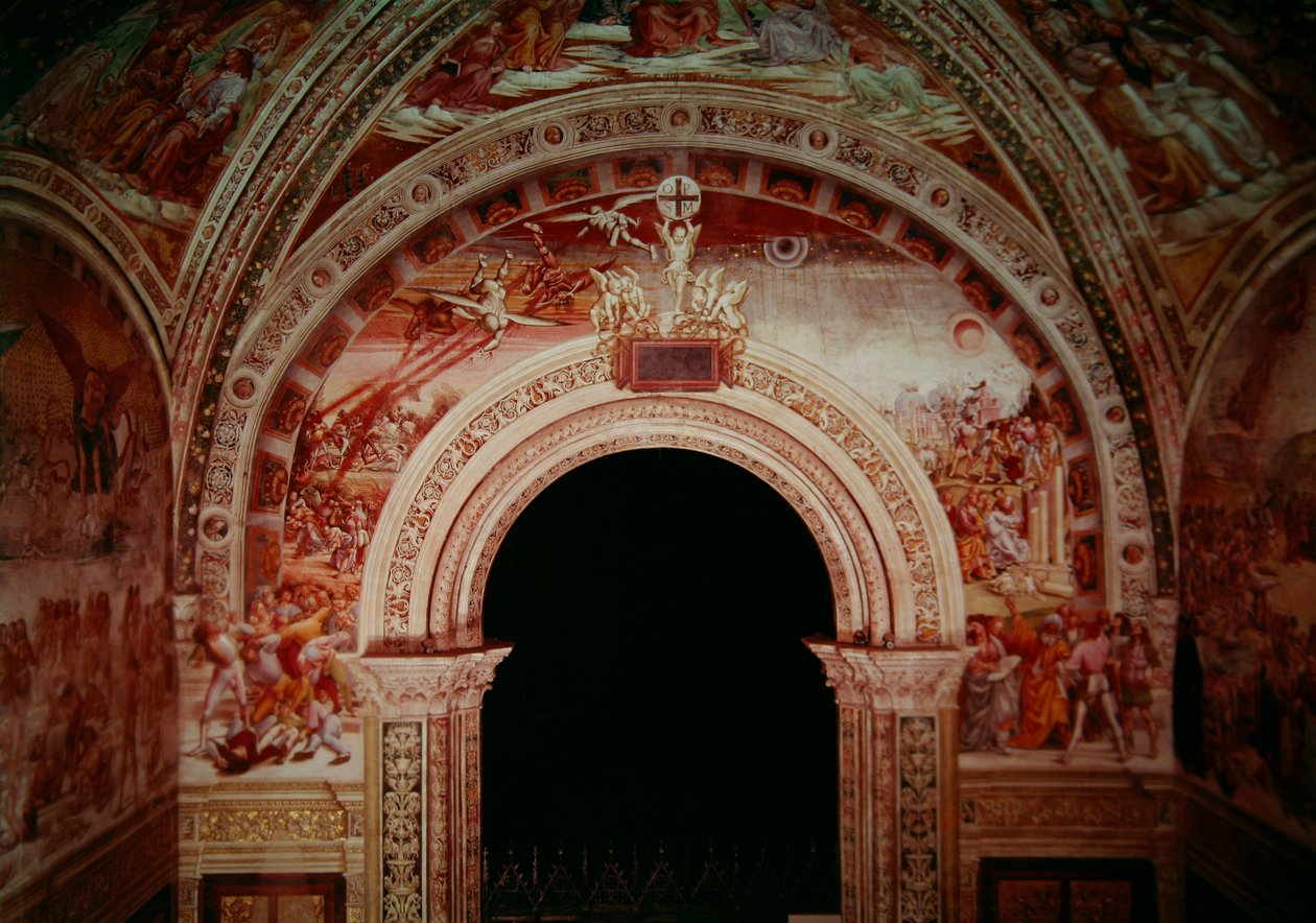 Profetas y el fin del mundo, pared de entrada de la Capilla de la Madonna di San Brizio de Luca Signorelli