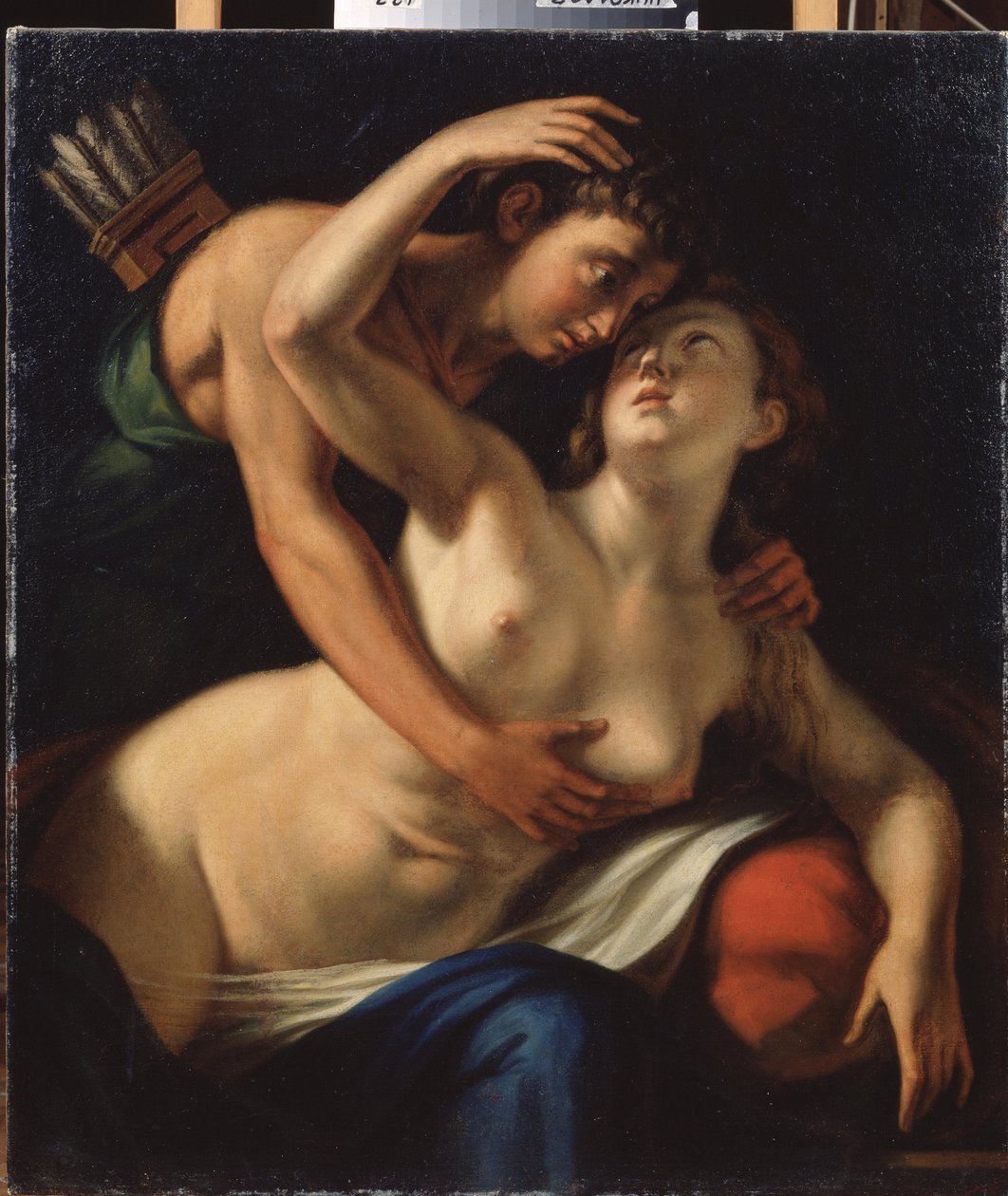 "" Venus y Adonis "" Pintura de Luca Cambiaso (o Cambiasi, Cangiagio) llamada Lucchetto da Genova) (1527-1585) Siglo XVI Mykolaiv (Nikolaiev) Museo de Arte Regional Wereshchagin, Ucrania de Luca Cambiaso
