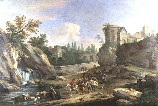 Viajeros en la Campagna de Luca Carlevaris