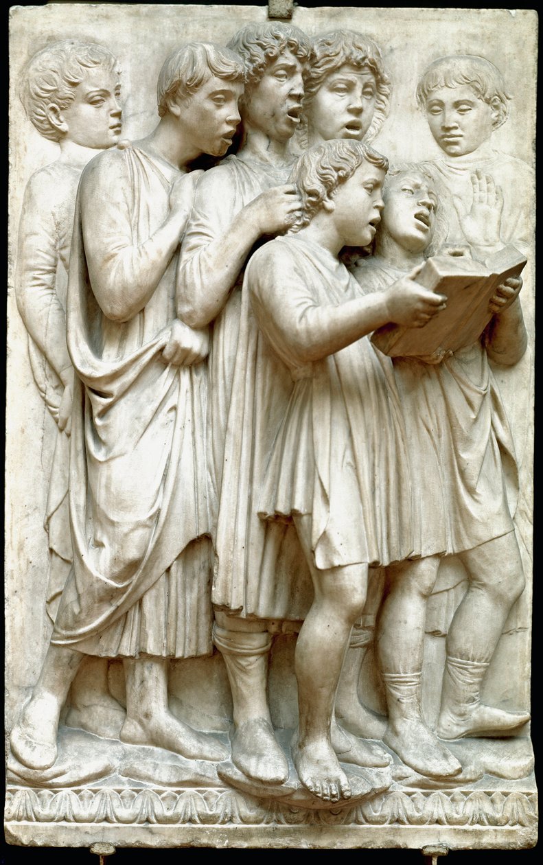 La cantoria o niños cantando en coro - Relieve de mármol, por Luca della Robbia de Luca Della Robbia