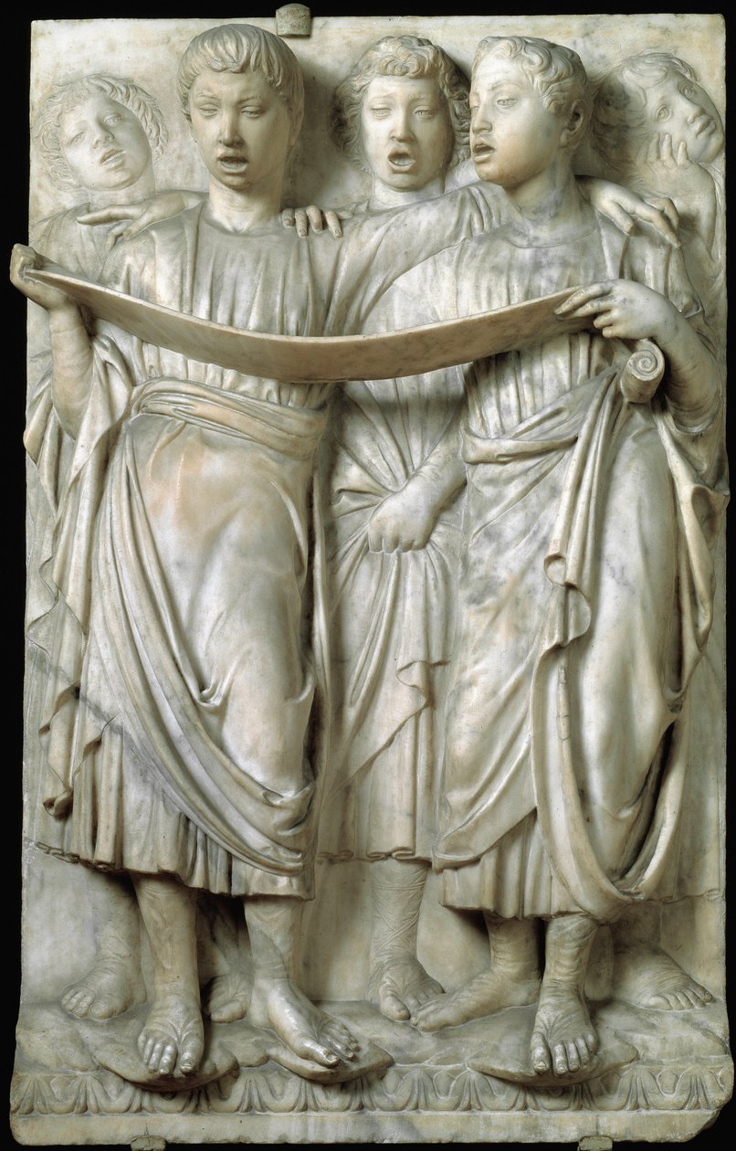 La cantoria o niños cantando en coro - Relieve de mármol, por Luca della Robbia (c.1400-1482), Quattrocento de Luca Della Robbia