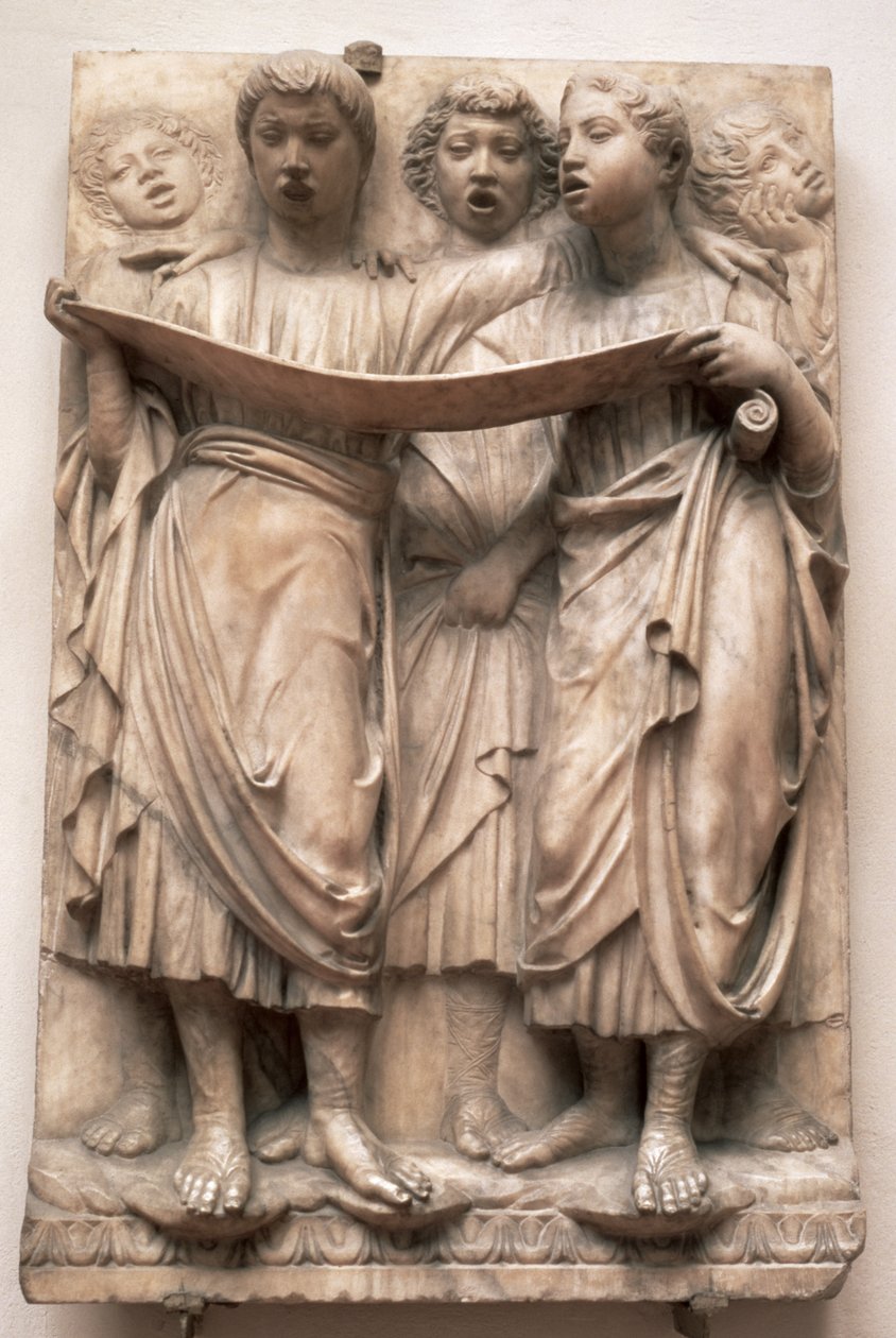 Ángeles cantores, relieve de la Cantoria de Luca della Robbia, c.1435 de Luca Della Robbia