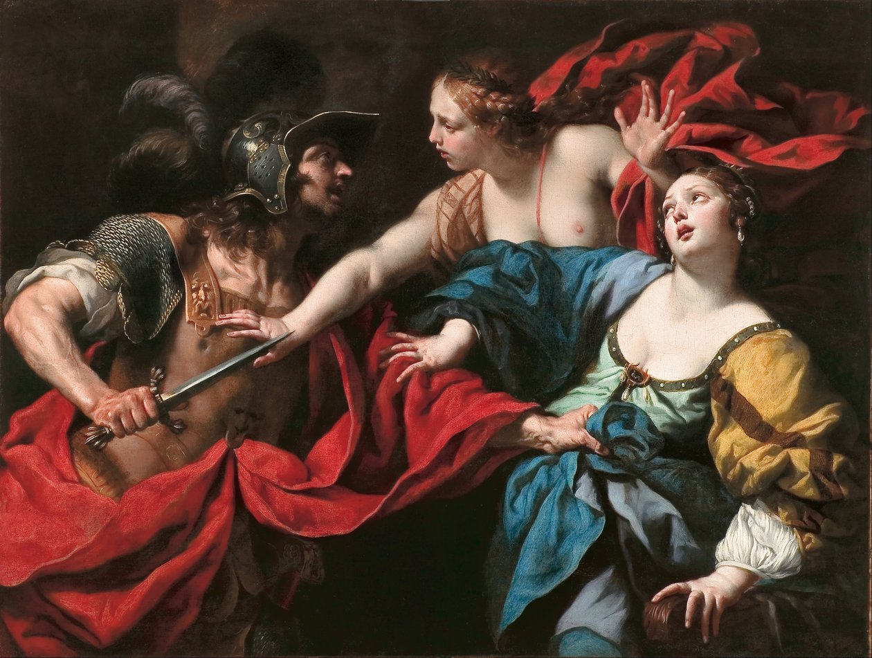 Venus impide que su hijo Eneas mate a Helena de Troya de Luca Ferrari