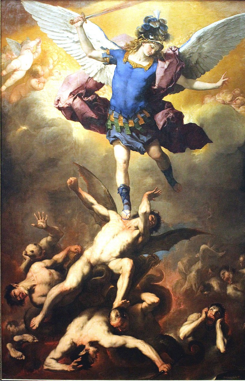 El Arcángel Miguel derroca a los ángeles apóstatas de Luca Giordano