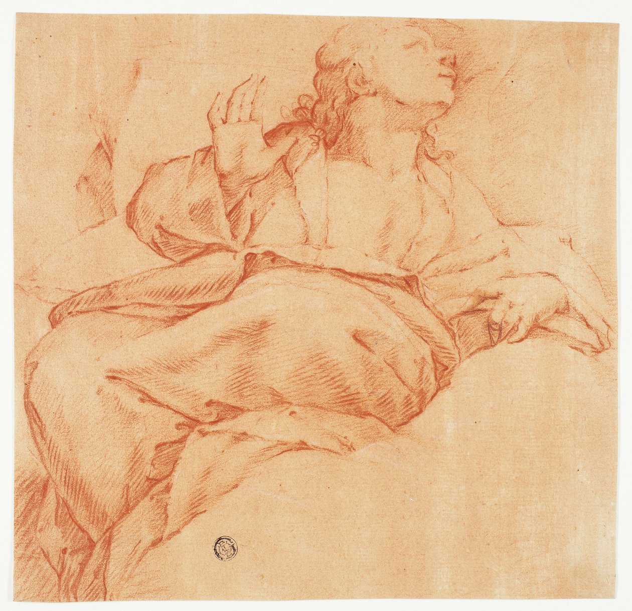 Evangelista mirando hacia arriba de Luca Giordano