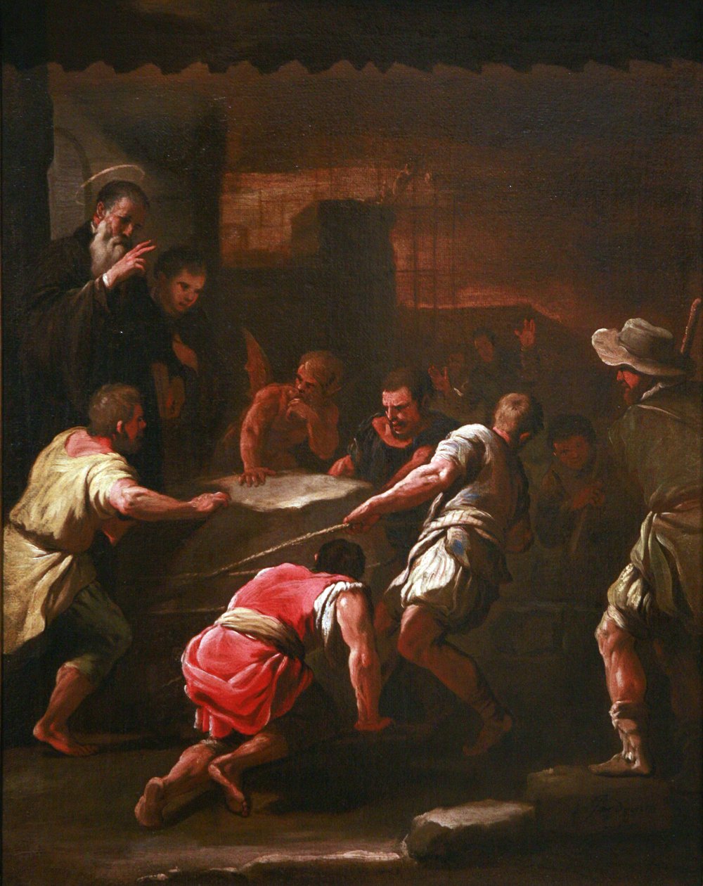 En francés:  Un miracle de saint Benoît Un milagro de San Benito de Luca Giordano