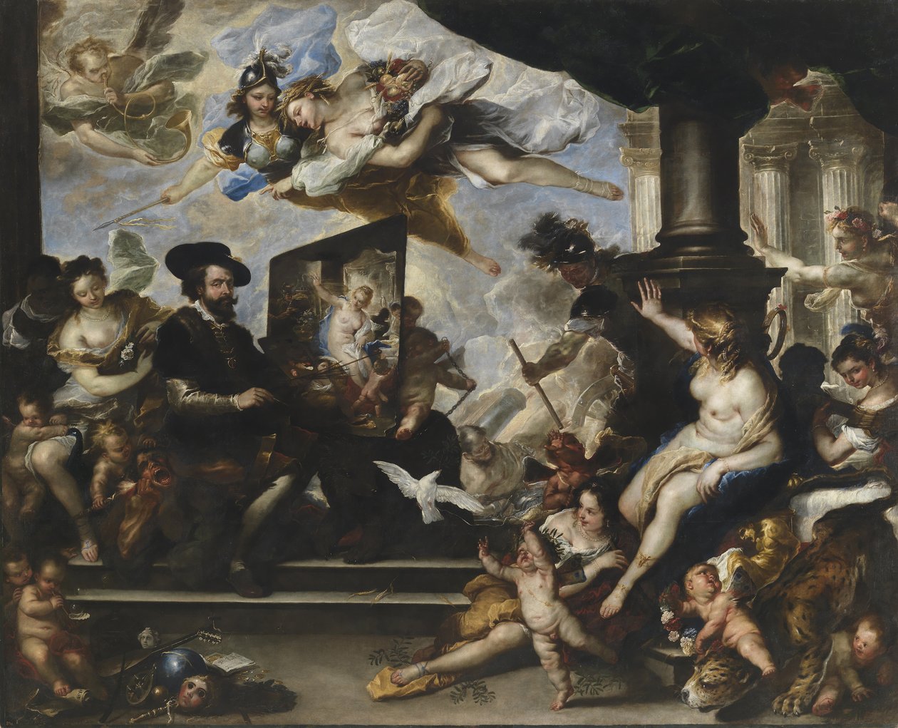 Rubens pintando la Alegoría de la Paz de Luca Giordano
