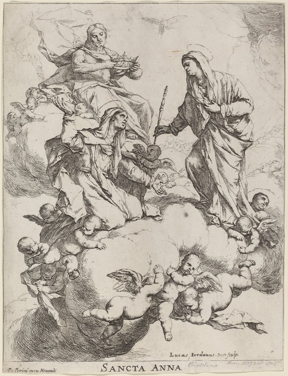 Santa Ana recibida por la Virgen y Cristo de Luca Giordano