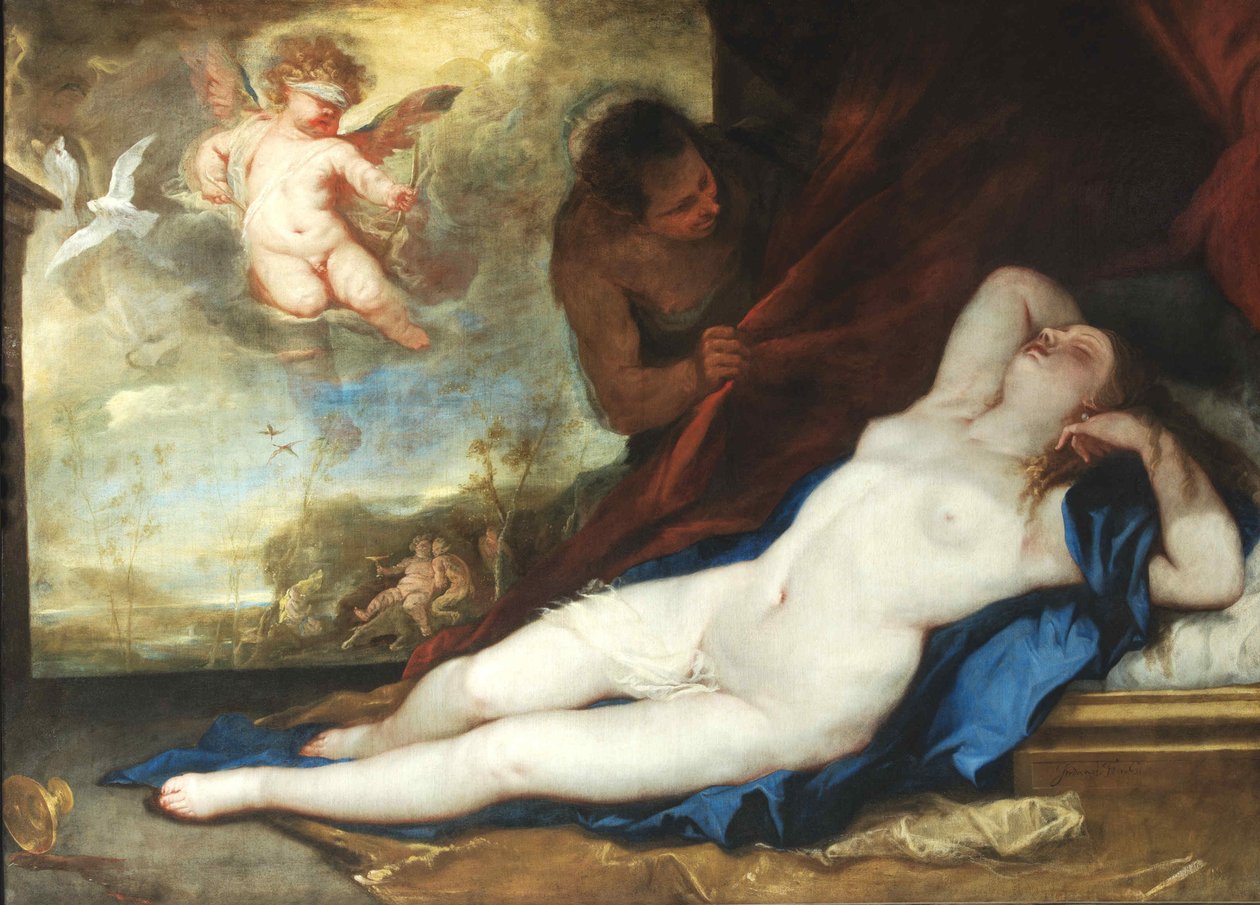 Venus durmiente, Amor y Sátiro de Luca Giordano