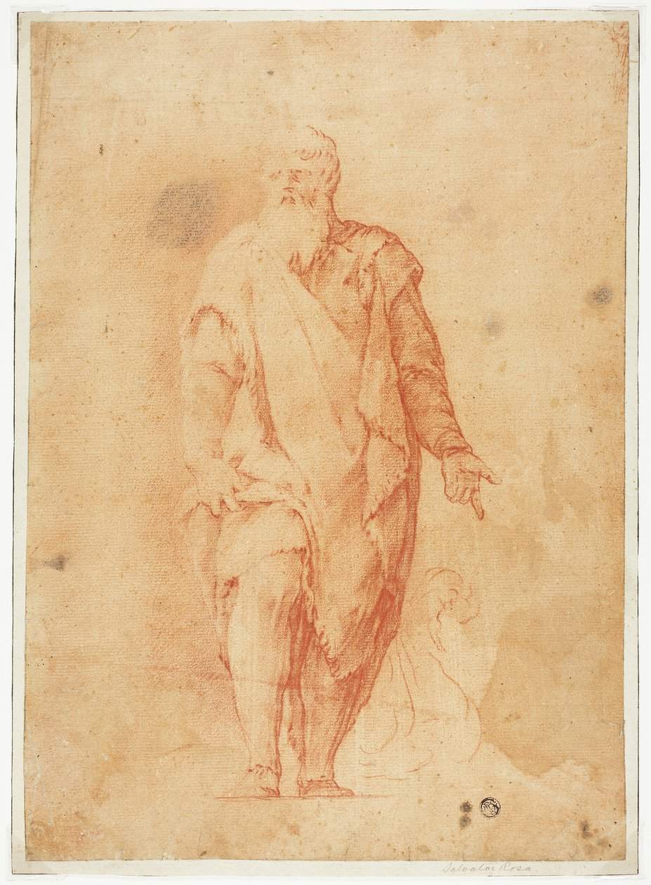 Hombre barbudo de pie de Luca Giordano