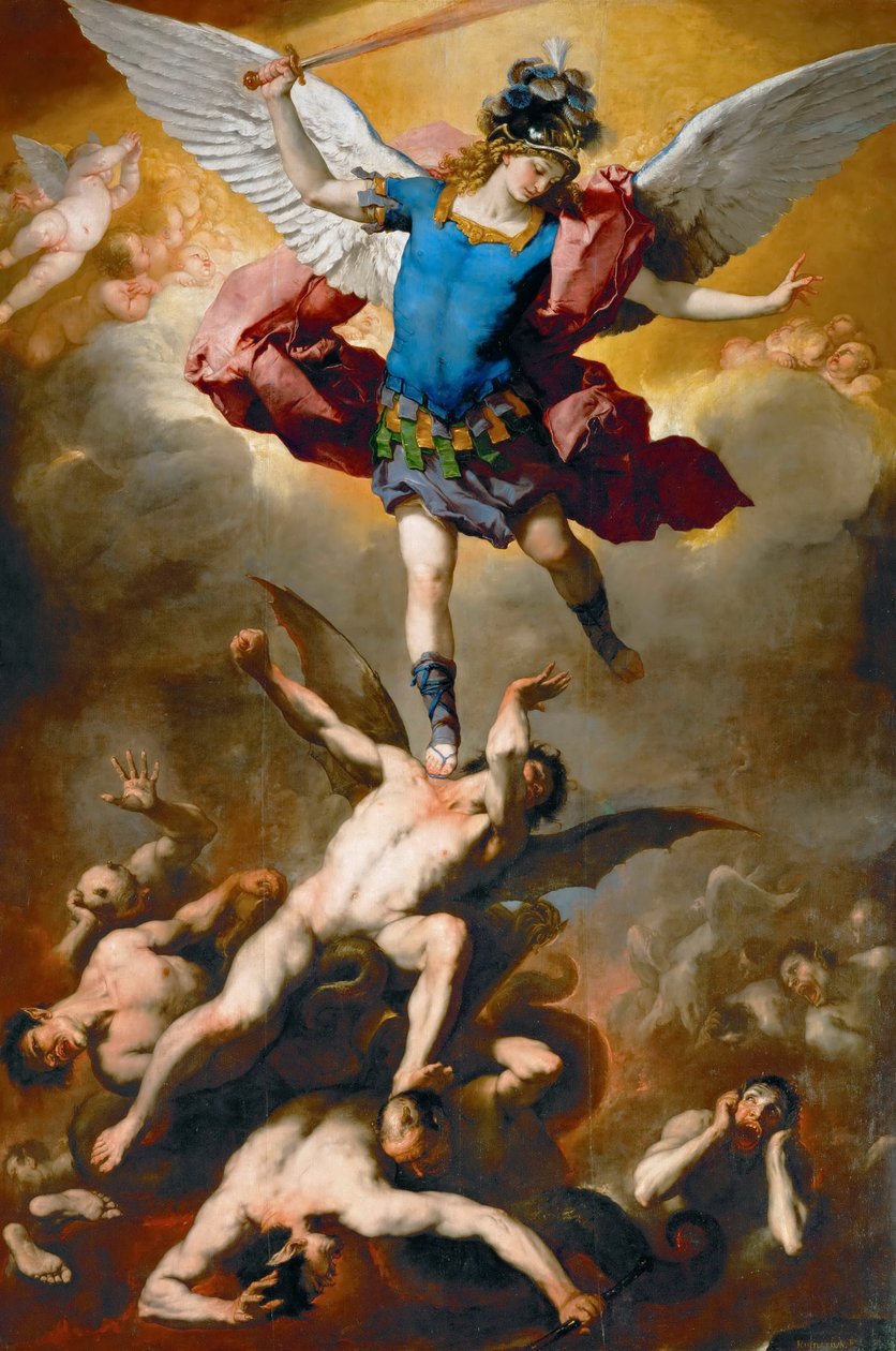 La caída de los ángeles rebeldes de Luca Giordano