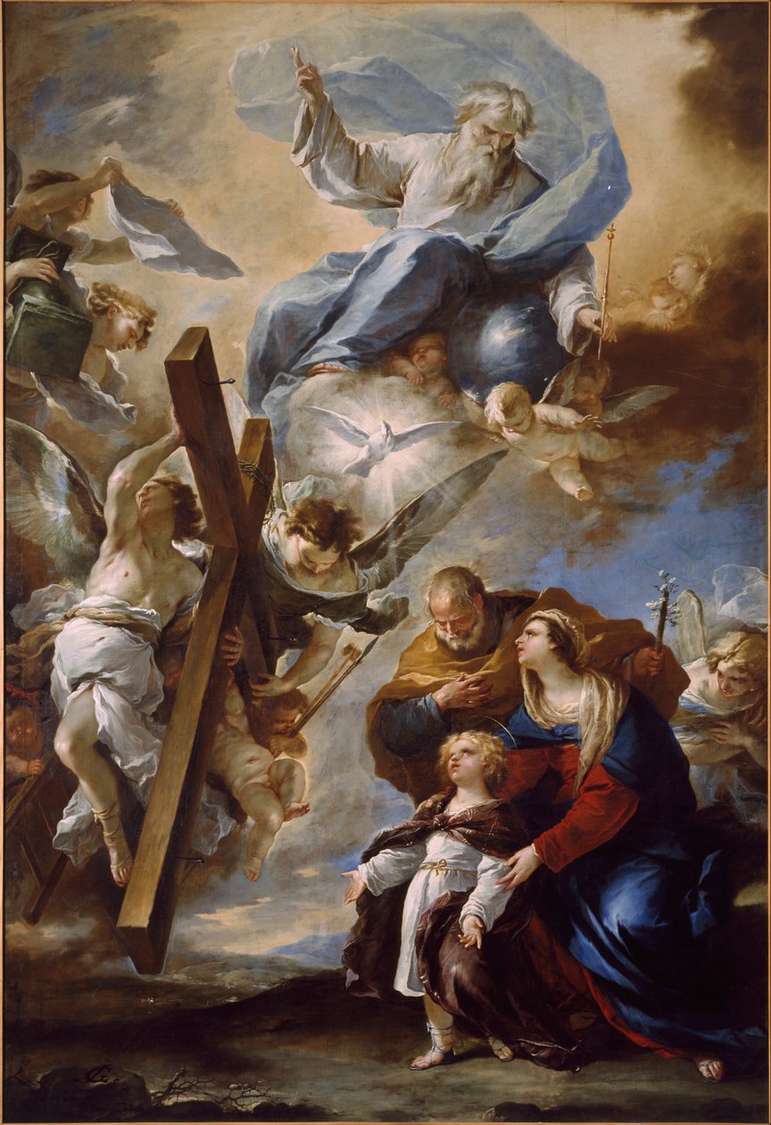 La Sagrada Familia con los Símbolos de la Pasión, c. 1660 de Luca Giordano
